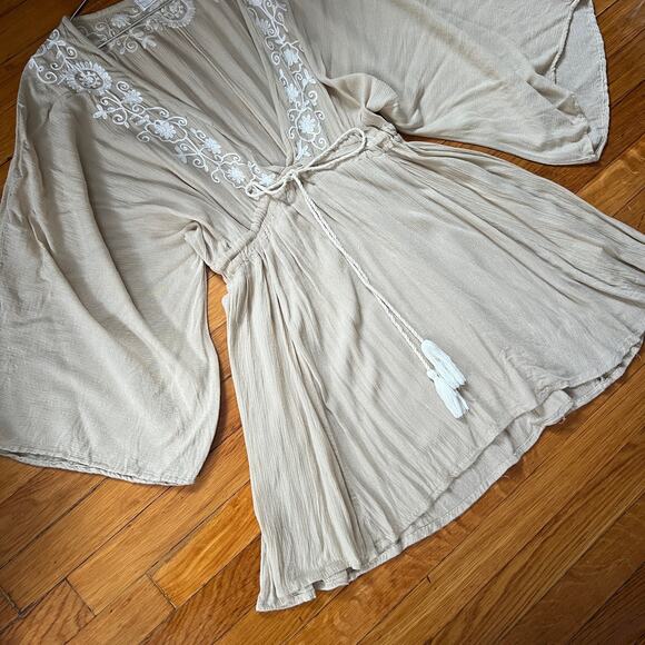 Sage the Label Sheer Bohemian Smocked Mini Dress Size S - Picture 3 of 9